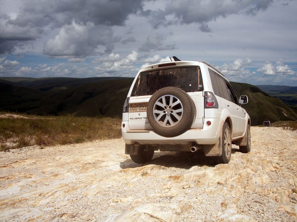 Imagem de visão traseira do carro Pajero